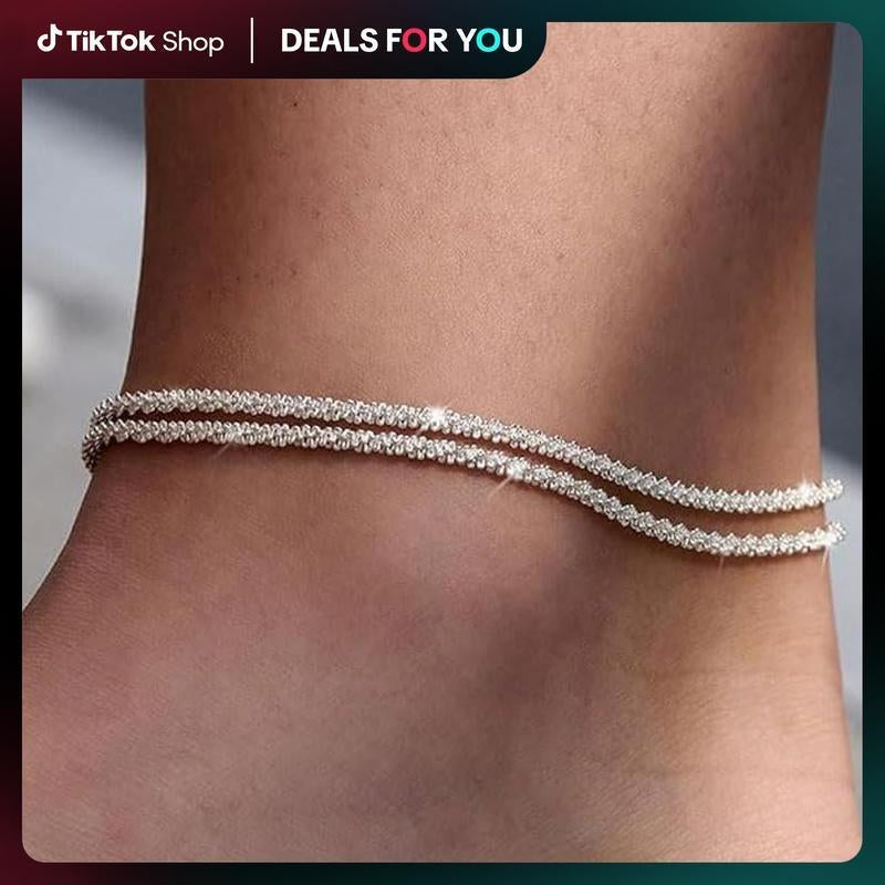 Fashion Multi-Layer Waterproof Women'S Adjustable Ankle Bracelet Gold and Silver Optional