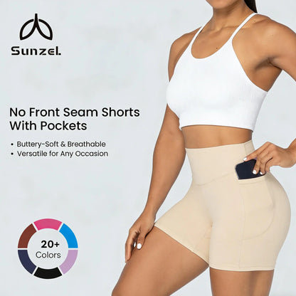 Summervibes[Limited Stock] Sunzel Women’S High-Waisted No-Front-Seam Biker Shorts — Squat-Proof Yoga/Workout/Gym/Bike Shorts